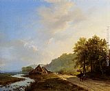 Famous Path Paintings - A Summer Landscape With Travellers On A Path